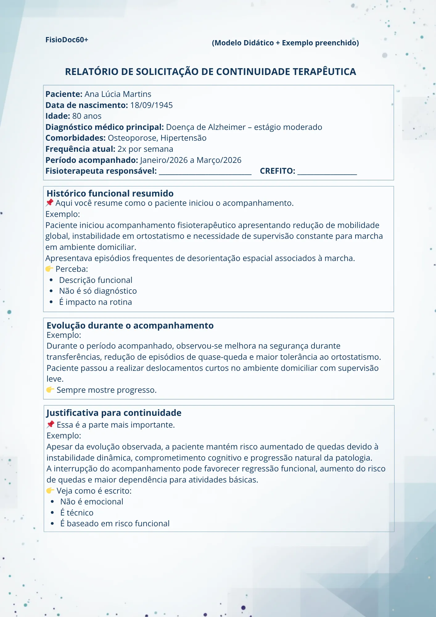 RELATÓRIO DE SOLICITAÇÃO DE CONTINUIDADE TERAPÊUTICA